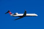 A Delta Connection Endeavor Air CRJ-900LR departs in Freeland, Mich., on Wed., May 1, 2024.