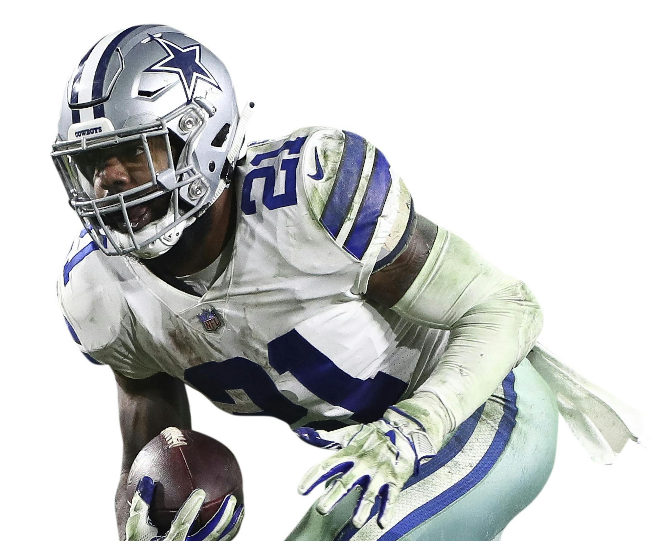 Dallas Cowboys running back Ezekiel Elliott (21) carries the ball during an NFL divisional football playoff game against the Los Angeles Rams, Saturday, Jan. 12, 2019, in Los Angeles. (Ben Liebenberg via AP) ORG XMIT: FBNCTR