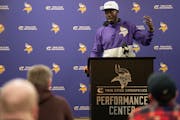 Vikings general manager Kwesi Adofo-Mensah talked about Vikings draft plans with reporters on Thursday.