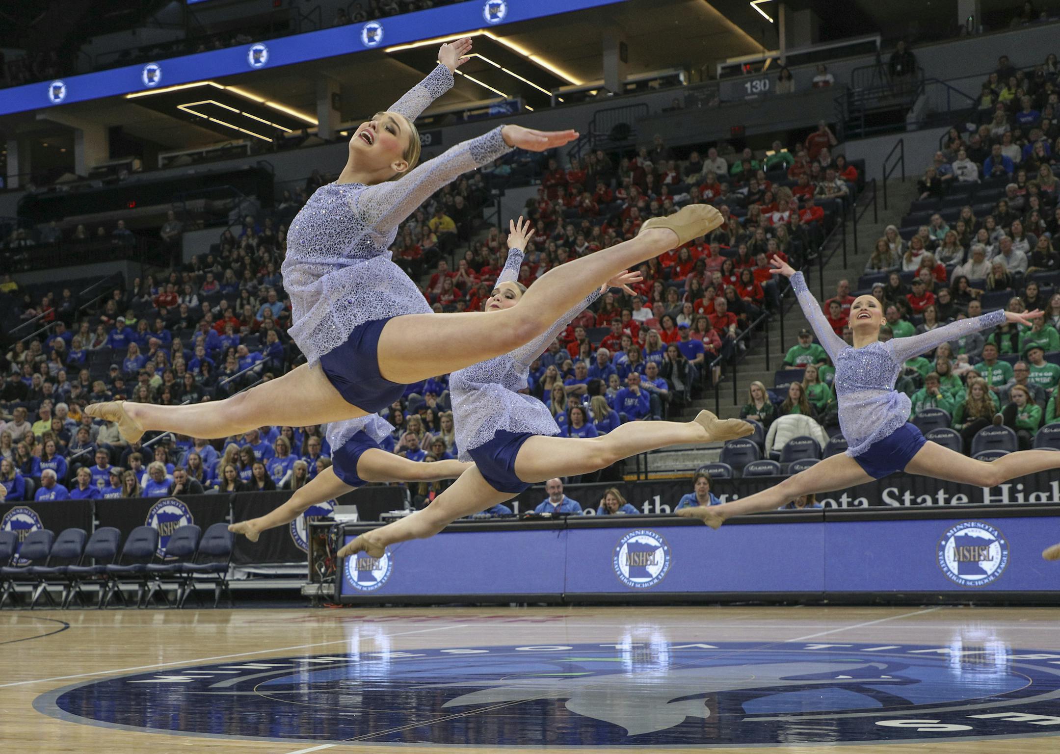 The Maple Grove Crimson Dance Team perfomrs at the State Jazz Tournament. [ Special to Star Tribune, photo by Matt Blewett, Matte B Photography, matt@mattebphoto.com, Dance, Target Center, February 15, 2019, Minneapolis Minnesota, SAXO 1008248102 PREP021619.dance
