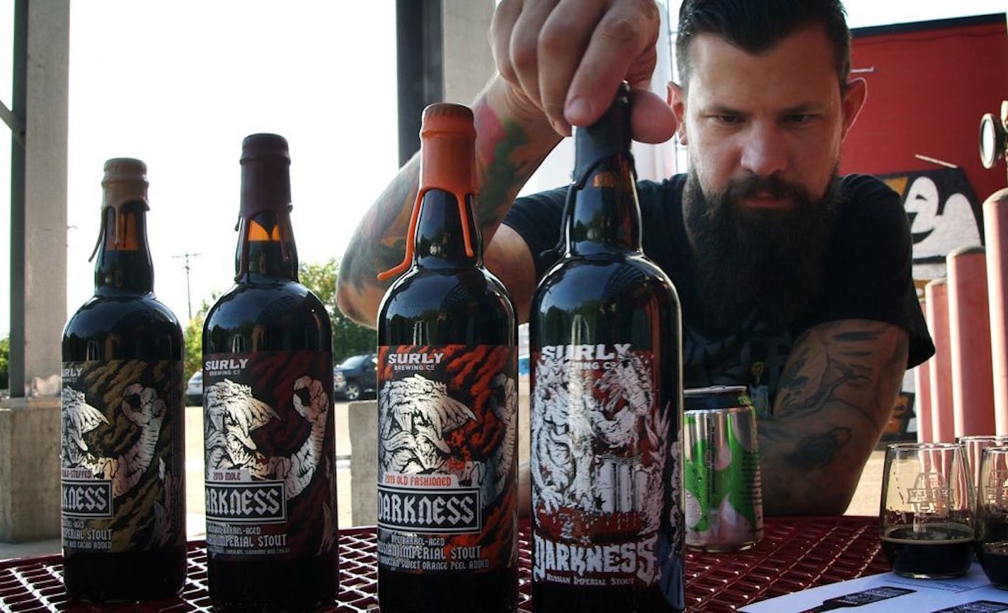 SurlyÕs head brewer Josh Lemke talks about the 2019 Surly Darkness beers. Thursday, Sept. 19, 2019, Brooklyn Center, MN.