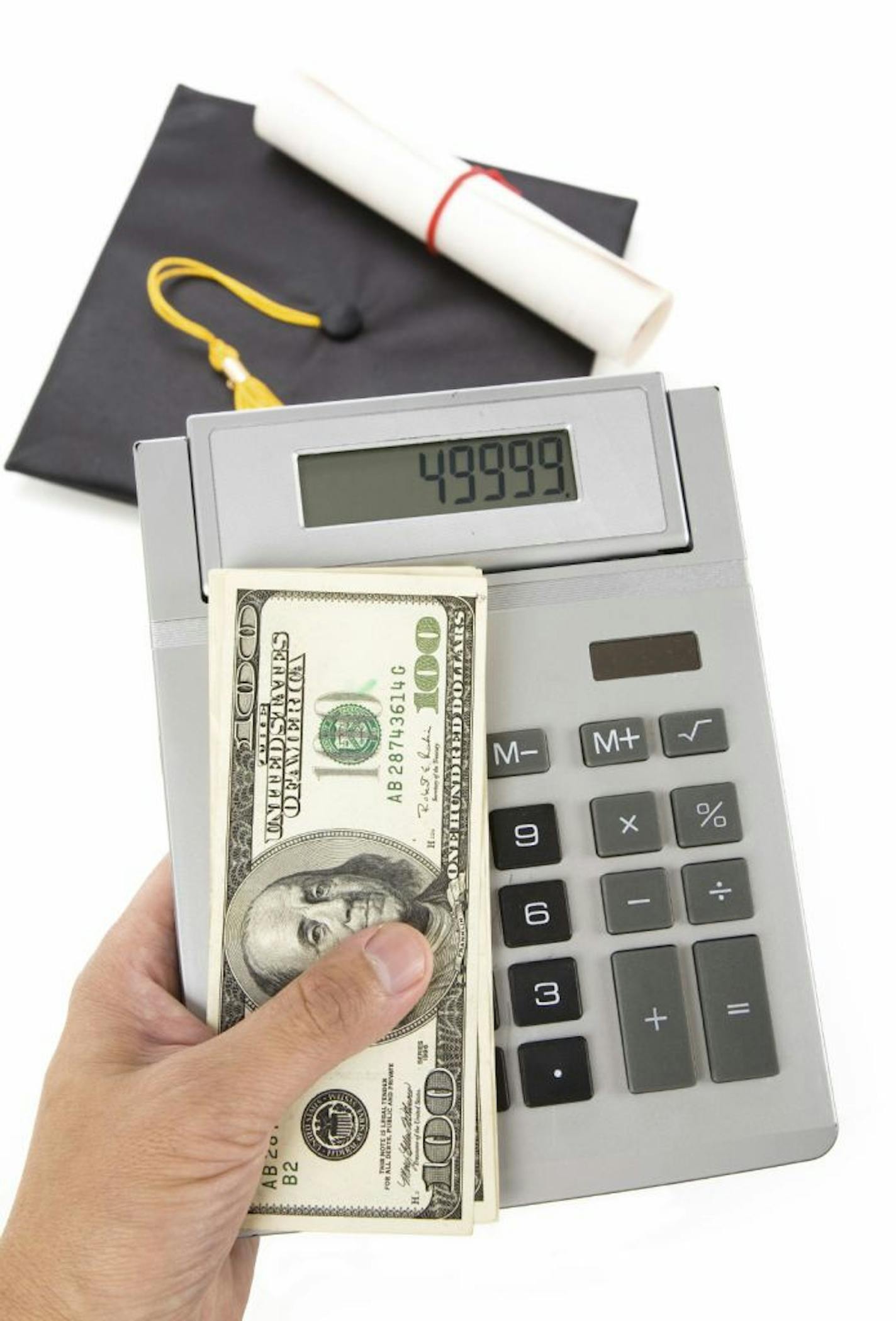 Black Mortarboard and dollar, concept of education finance