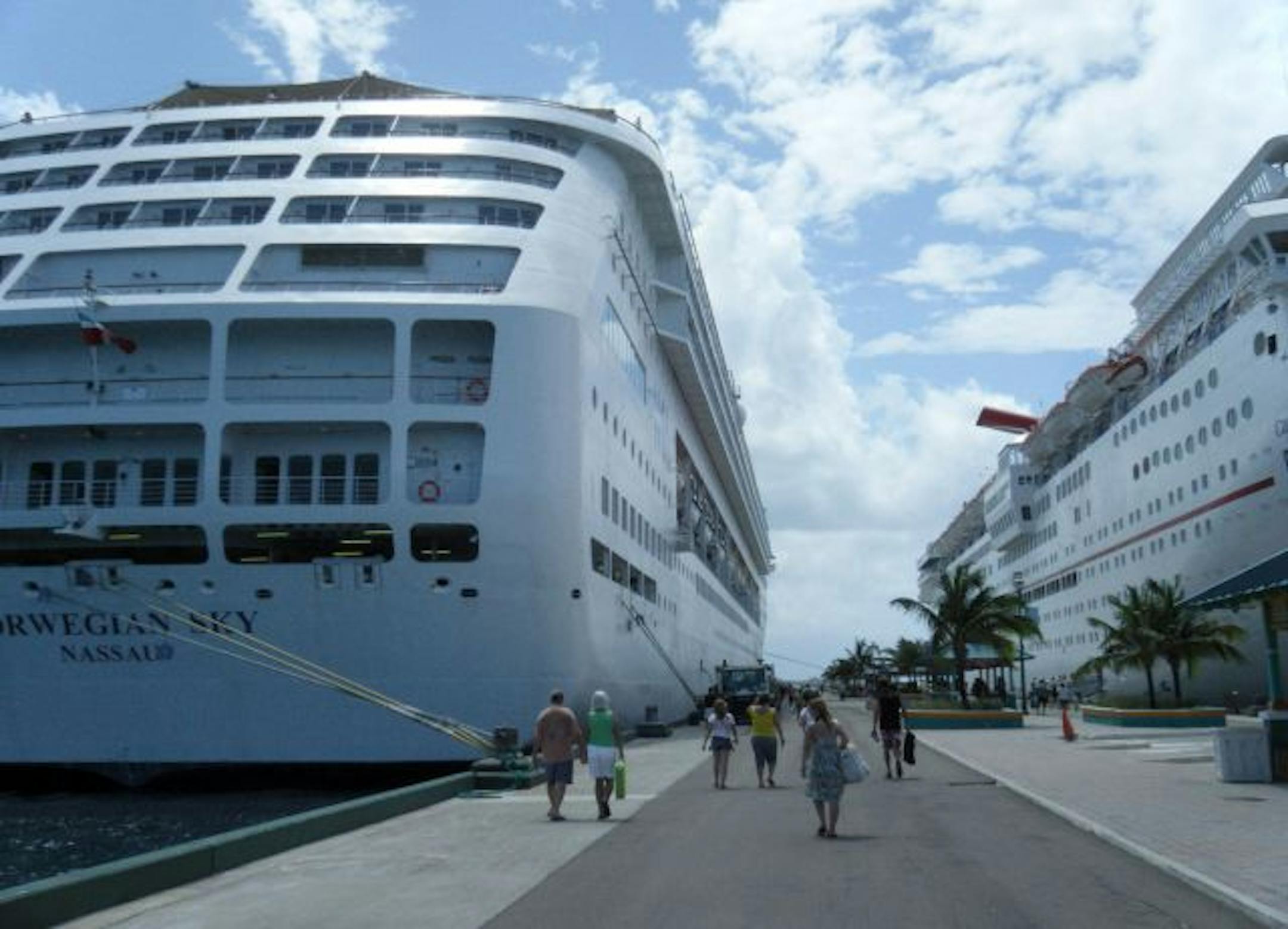 The Norwegian Sky was one of about five cruise ships docked at Nassau for one-day excursions.