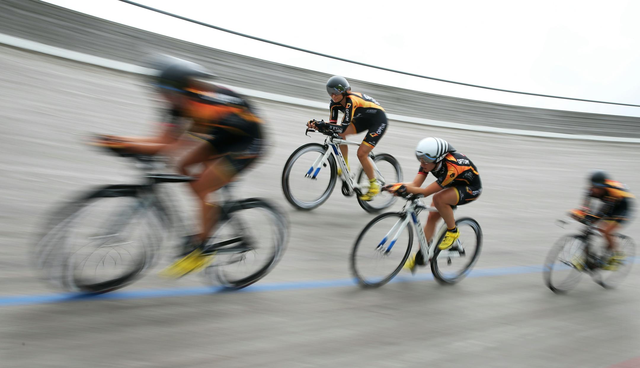 Charles Aaron led members of the Twin Cities-based Optum pro cycling team during a workout at the National Sports Center in Blaine.
