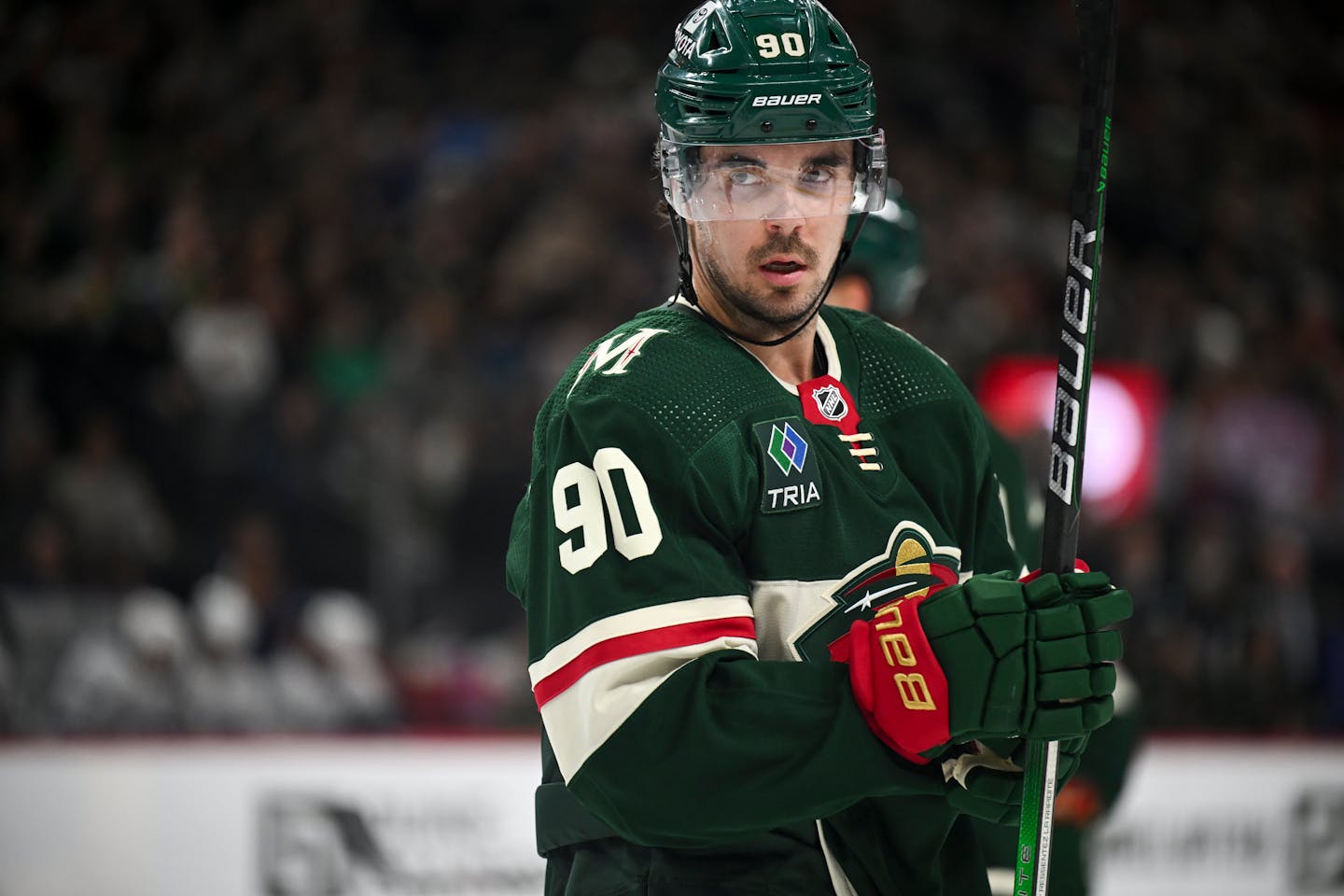 Minnesota Wild left wing Marcus Johansson (90) looks on during the first period Thursday, Jan. 4, 2024 at Xcel Energy Center in St. Paul, Minn.. ] AARON LAVINSKY • aaron.lavinsky@startribune.com