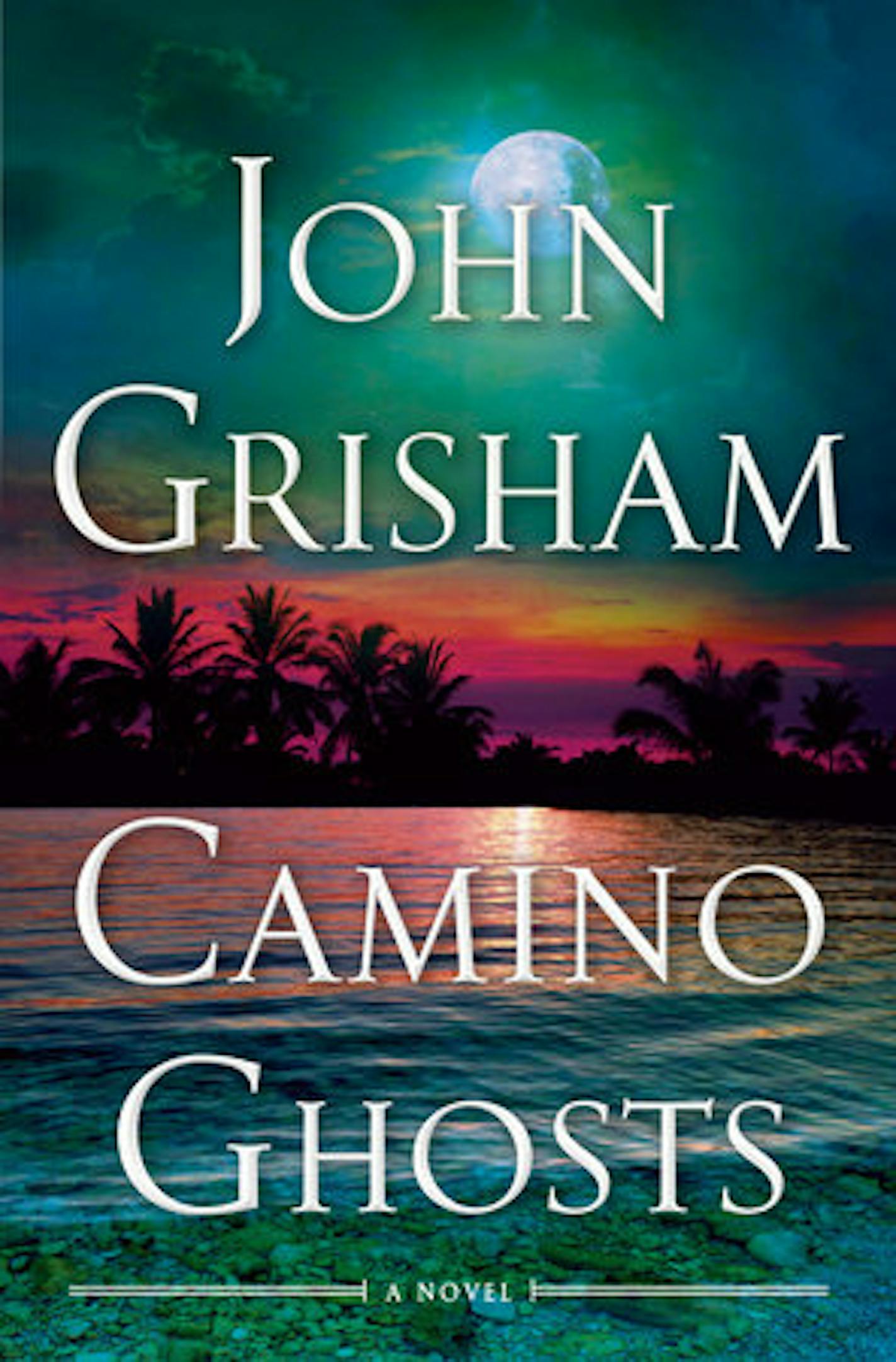 cover of Camino Ghosts features palm trees silhouetted against a sunset