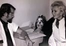 Carl Osborne with Zsa Zsa Gabor and her Lhso Apso.