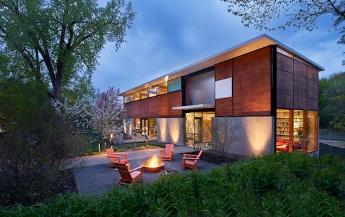 The FlatPak House in Minneapolis near Cedar Lake was a case study in modern prefabricated architecture.