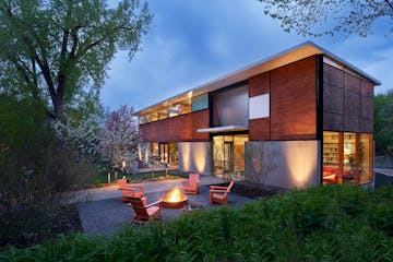 The FlatPak House in Minneapolis near Cedar Lake was a case study in modern prefabricated architecture.