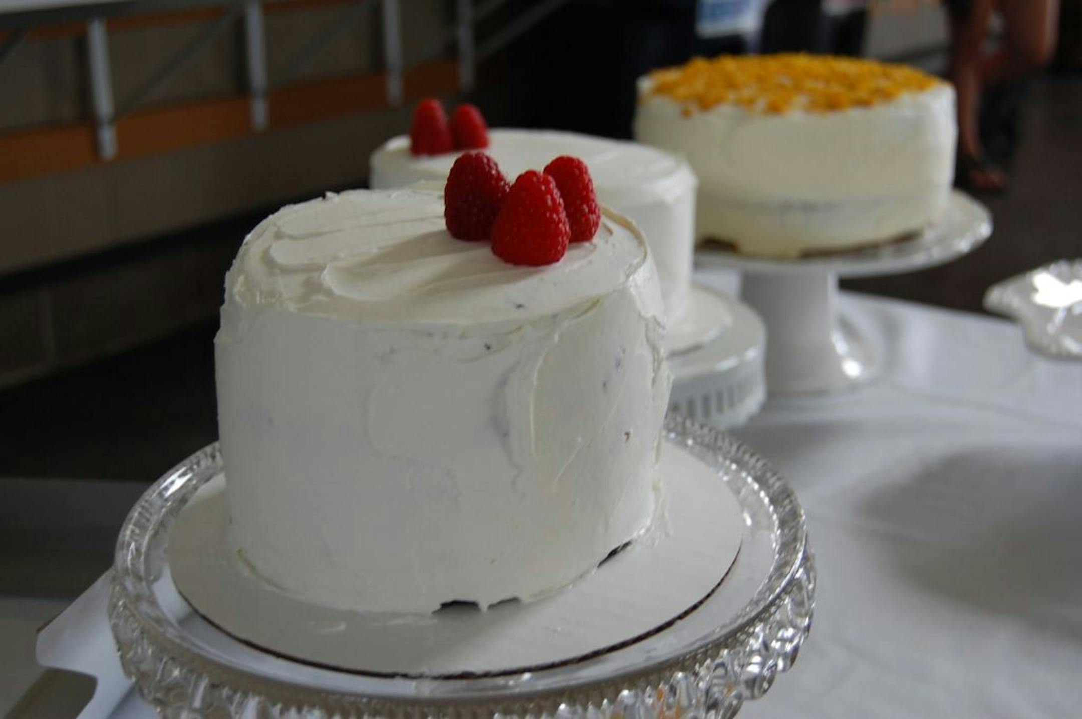The cakes were decorated simply, with either fresh berries or orange zest.