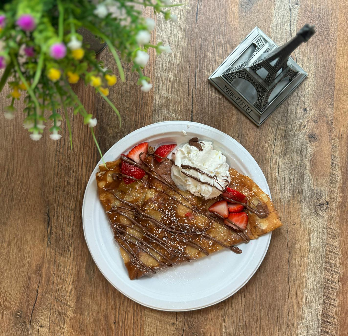 A strawberry and Nutella laden crepe at Crepe Avenue in the downtown Minneapolis skyway.