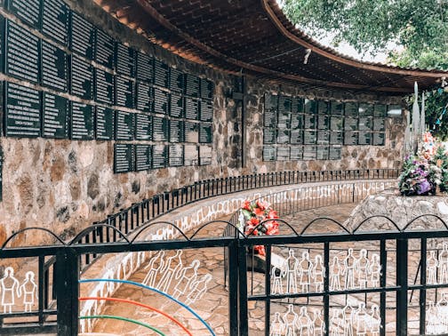 Almost 1,000 men, women and children were murdered in 1981 at El Mozote by U.S. government-sponsored Salvadoran troops. A monument displays their names.