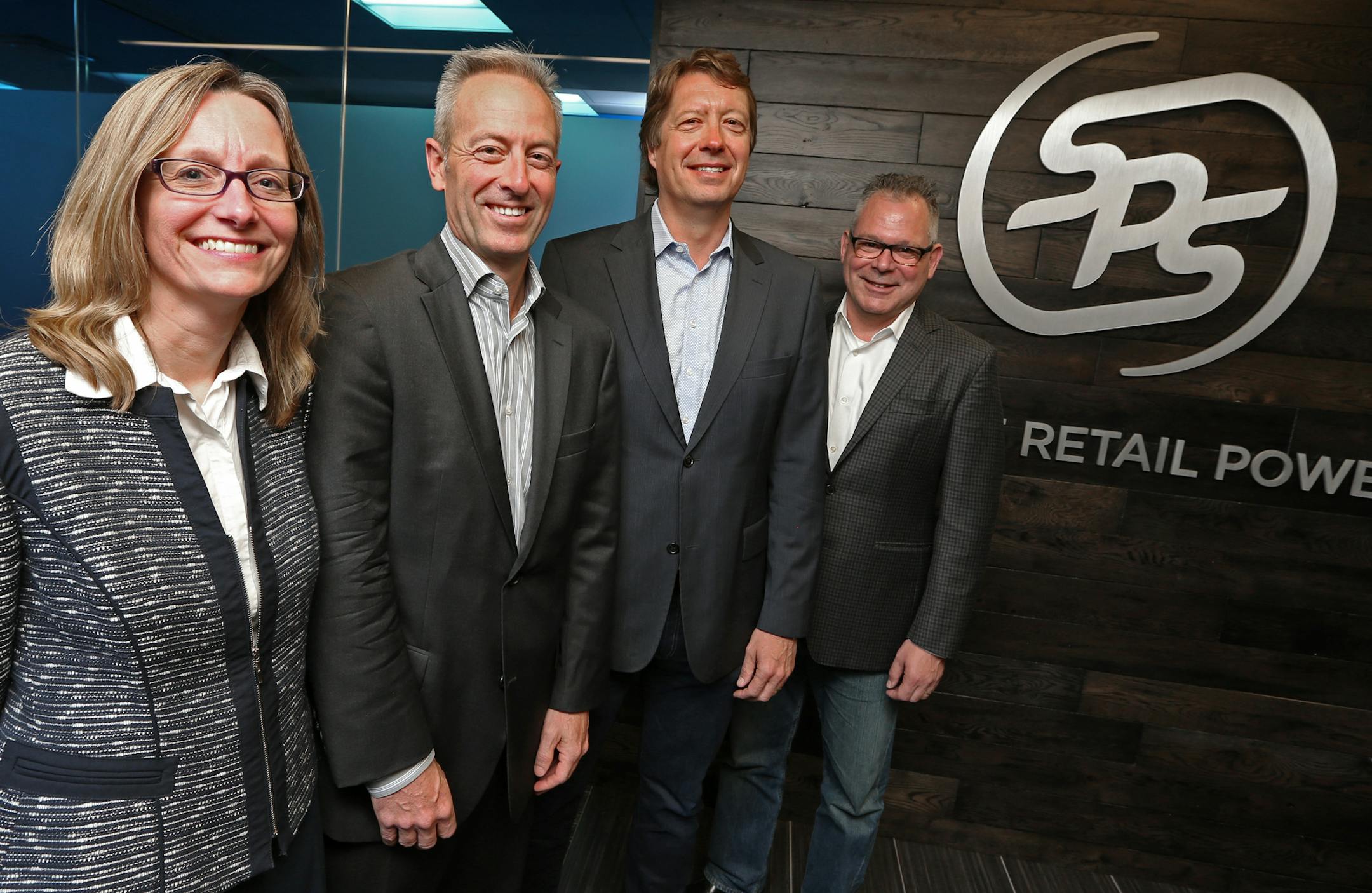 (left to right) Executives Kim Nelson, Jim Frome, Archie Black and Peter Zaballos of SPS Commerce. Bruce Bisping/Star Tribune bbisping@startribune.com Kim Nelson, Jim Frome, Archie Black and Peter Zaballos/source.
