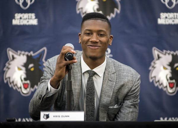 Minnesota Timberwolves first-round draft pick Kris Dunn cracked a smile as he spoke to the media during an introductory press conference at Mayo Court