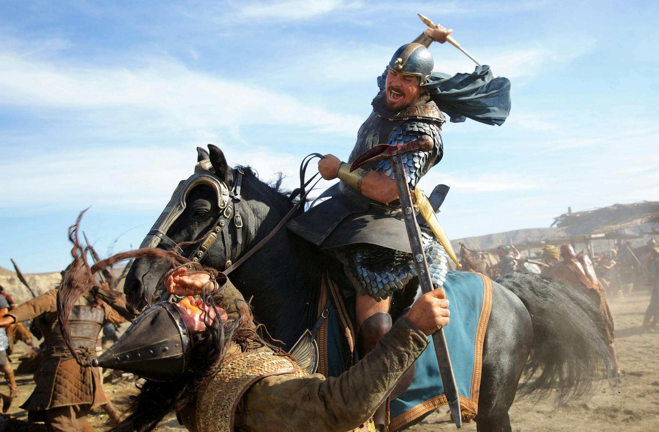 DF-04525 - Moses (Christian Bale) charges into a fierce battle. Photo: Kerry Brown Twentieth Century Fox