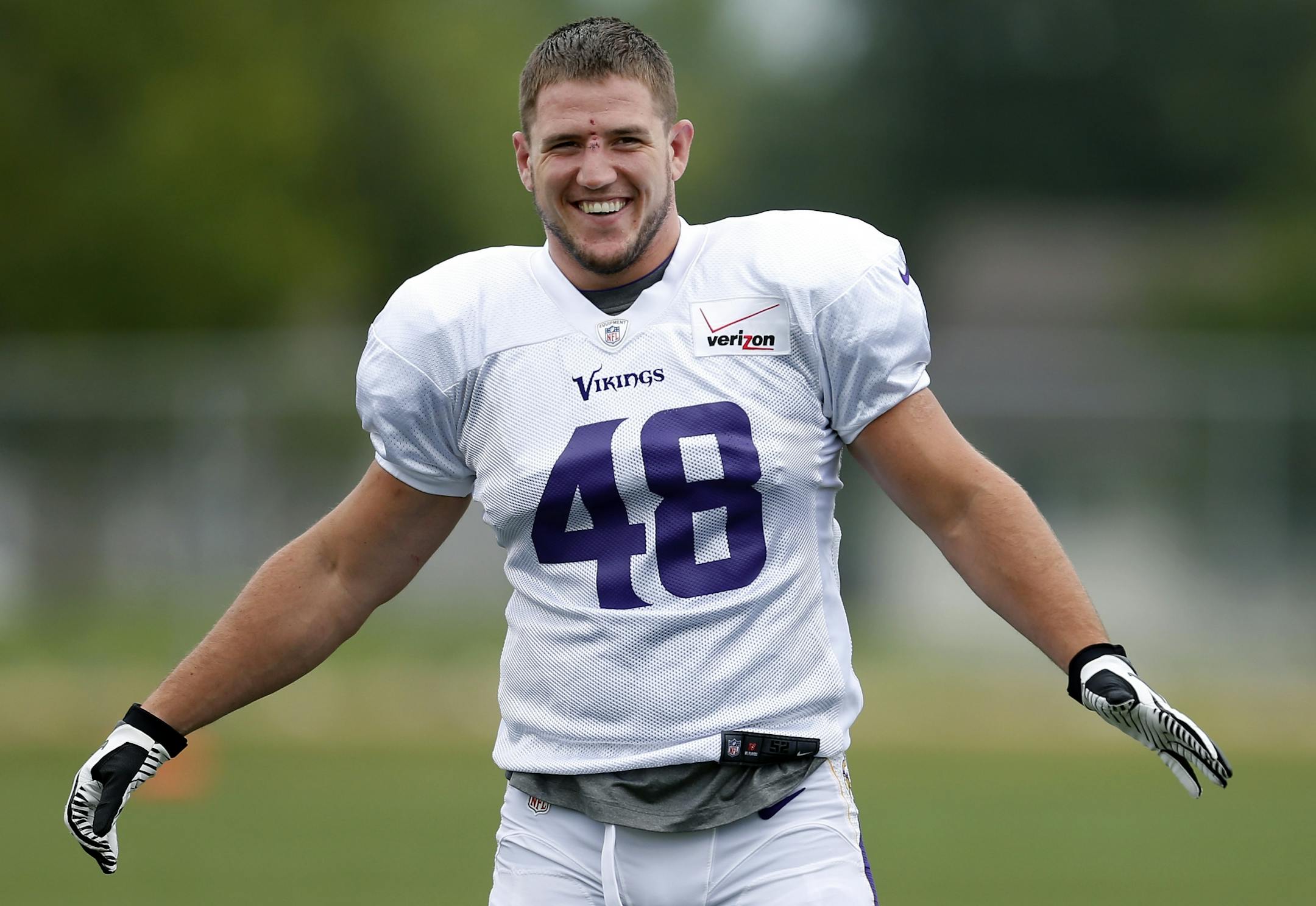 Vikings fullback Zach Line (48) during the afternoon practice on Sunday.