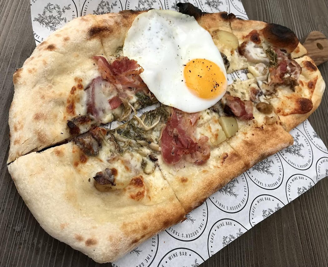 All-Day Breakfast Pizza at the Grocer’s Table