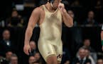 Gable Steveson, wrestling for the Gophers in March