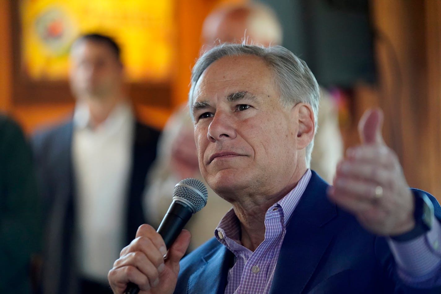 Texas Gov. Greg Abbott speaks during a campaign stop, Thursday, Feb. 17, 2022, in San Antonio. (AP Photo/Eric Gay)