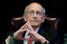 FILE - In this Feb. 13, 2017 file photo, United States Supreme Court Justice Stephen Breyer listens during a forum at the French Cultural Center in Bo