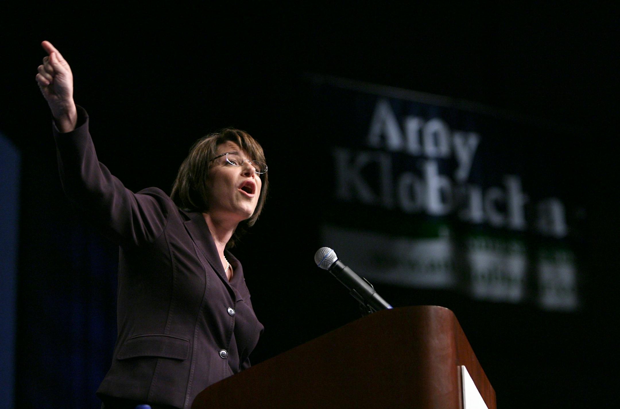 Amy Klobuchar addressed delegates to the DFL state convention as she sought the DFL endorsement at the state convention Friday afternoon.