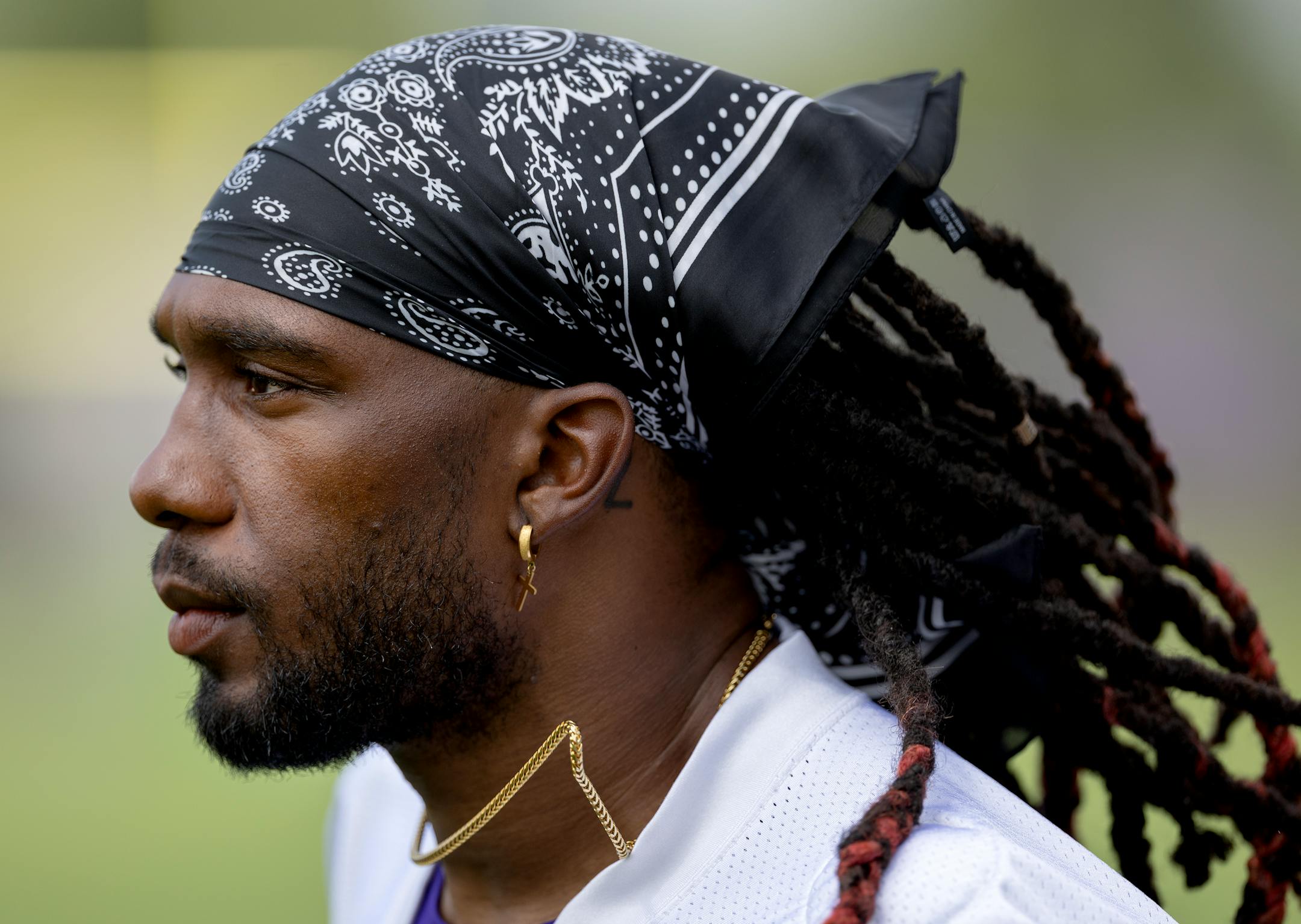Minnesota Vikings running back Alexander Mattison (2) walked out for practice at TCO Performance Center.