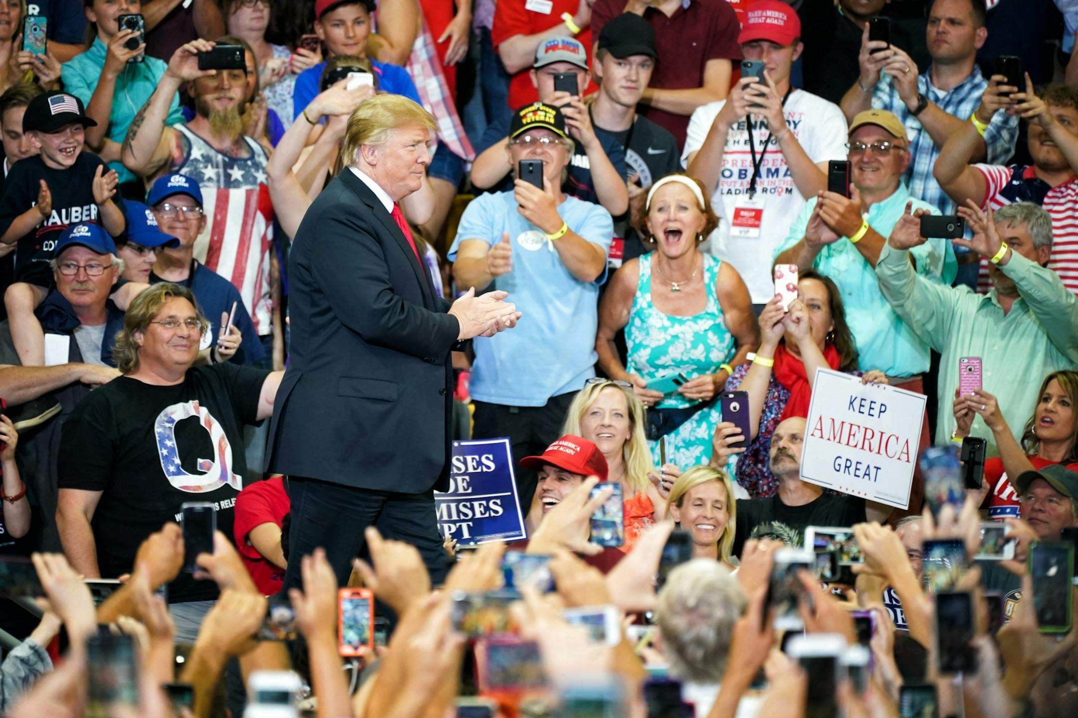 Donald Trump stood amidst a packed house in Duluth as he made his first visit to Minnesota as president.
