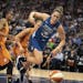 Minnesota Lynx forward Stephanie Talbot (8) chased a loose ball out of bounds at Target Center Sunday July,14 2019 in Minneapolis, MN.