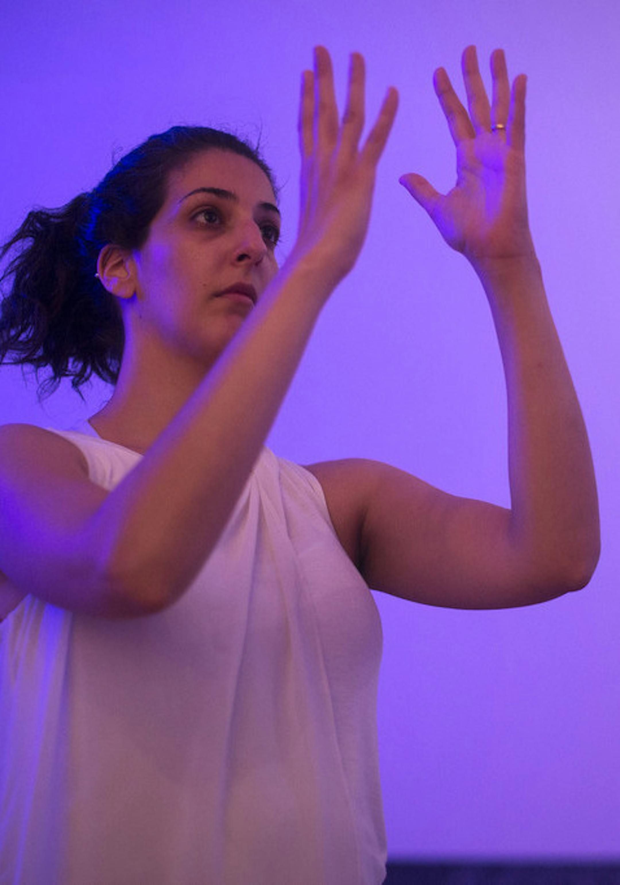 Anat Shinar, of Minneapolis, performed during Morgan Thorson's "Still Life" as part of the "Local Time" exhibition at The Frederick R Weisman Art Museum in Minneapolis Minn. on Friday August 14, 2015. ] RACHEL WOOLF &#xe1; rachel.woolf@startribune.com "Still Life" is co-sponsored by The New England Foundation for the Arts and the National Performance Network. The performance is in five-hour marathons with folding chairs surrounding the dancers. The "Local Time" exhibition is on display until Sun