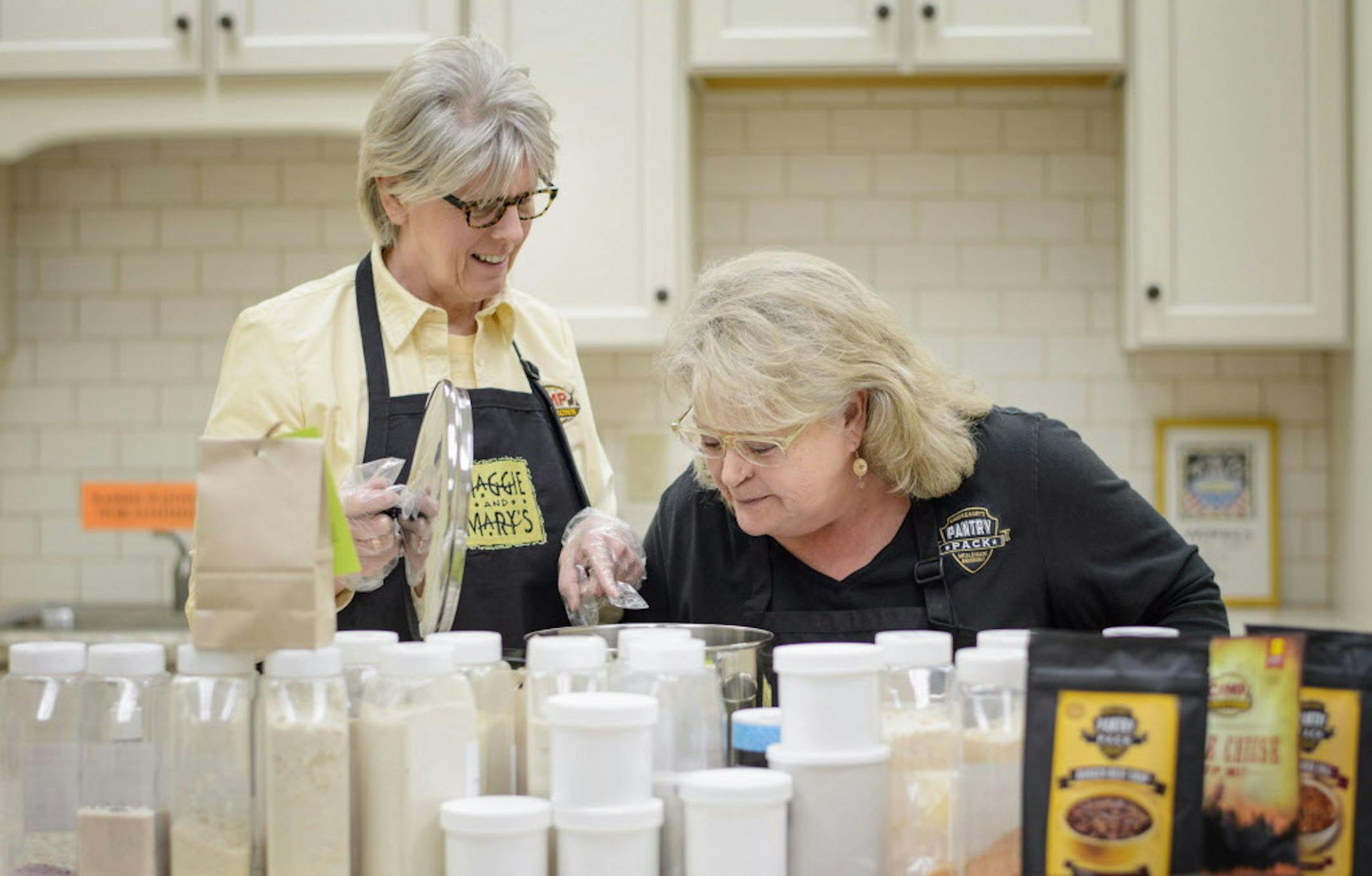 Mary Dodds and Maggie Mortensen, cofounders of North Aire Market, in their Shakopee test kitchen. ] GLEN STUBBE * gstubbe@startribune.com Wednesday, April 6, 2016 Maggie Mortensen & Mary Dodds, known to many as the soup ladies, are an overnight sensation after 29 years. QVC, Sam's Club and Costco came calling last year at the small, dried mix company in Shakopee. EDS, Mary Dodds and Maggie Mortensen are L to R.
