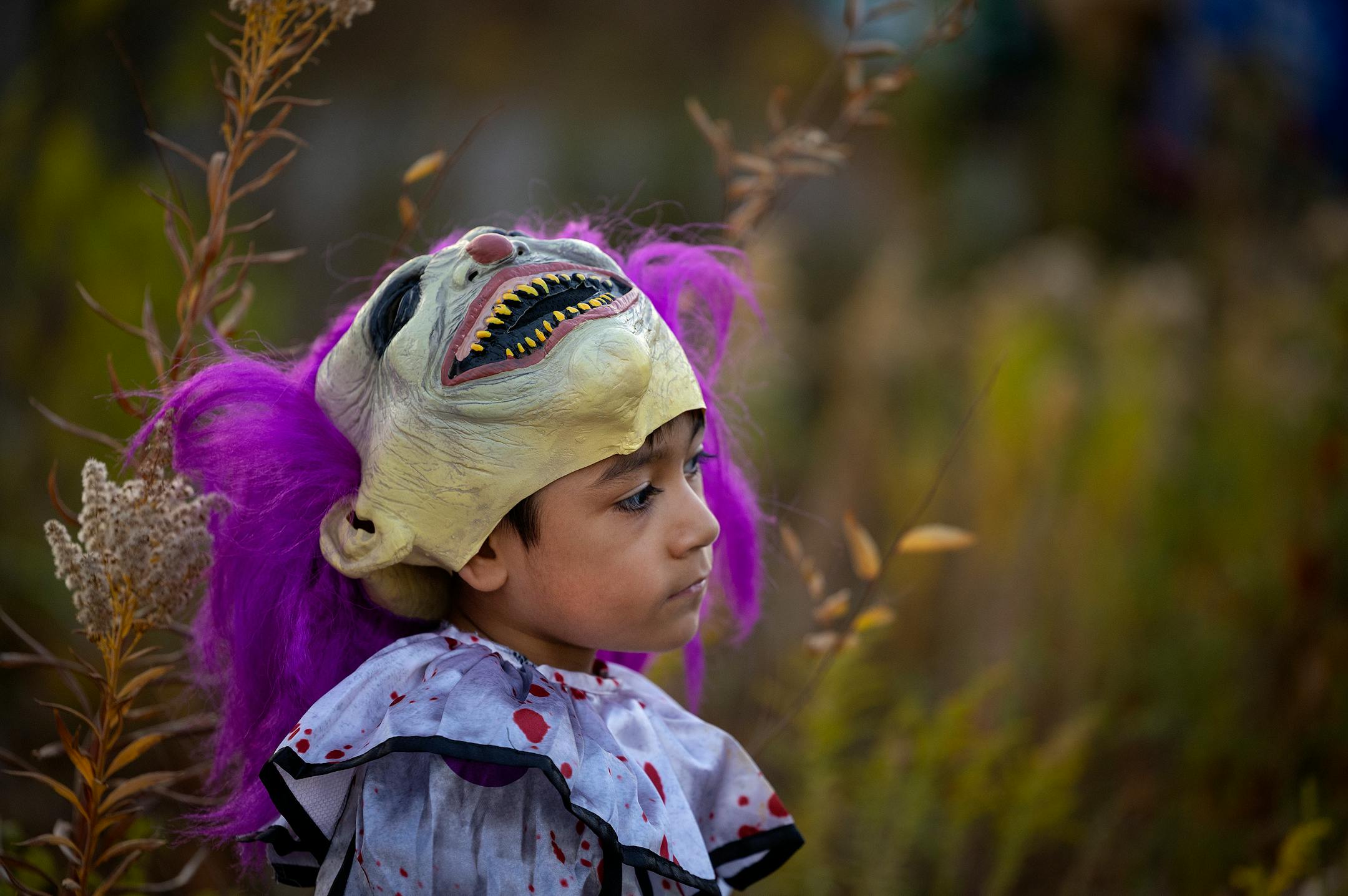 Daniel Narveza, 5, who was at the Dia De Los Muertos Celebration with his mother Araceli Narveza, chose to dress in costume at the celebration held at El Colegio High School.