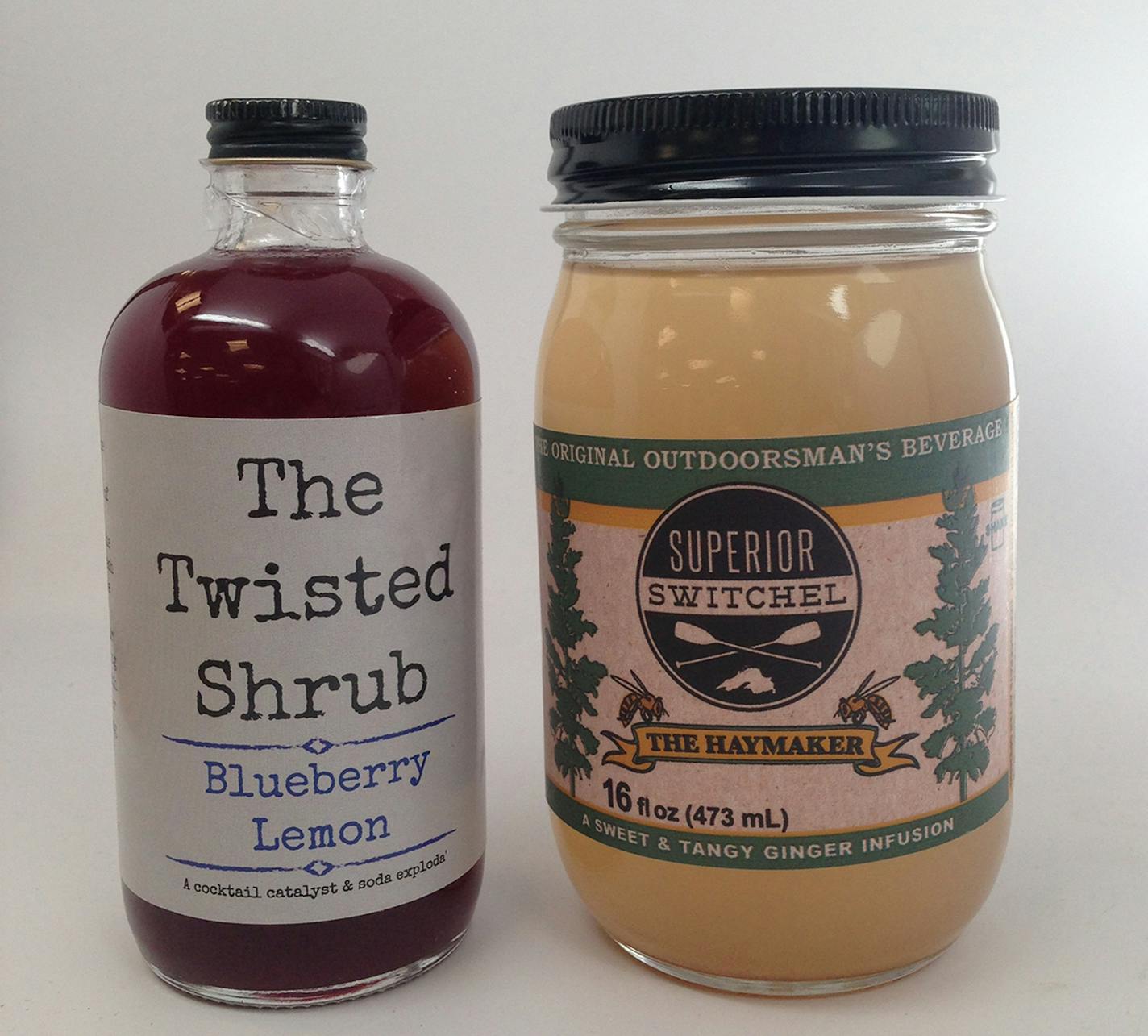 Star Tribune photo Alternative beverages -- Blueberry Lemon Shrub from the Twisted Shrub, and The Haymaker, from Superior Switchel.