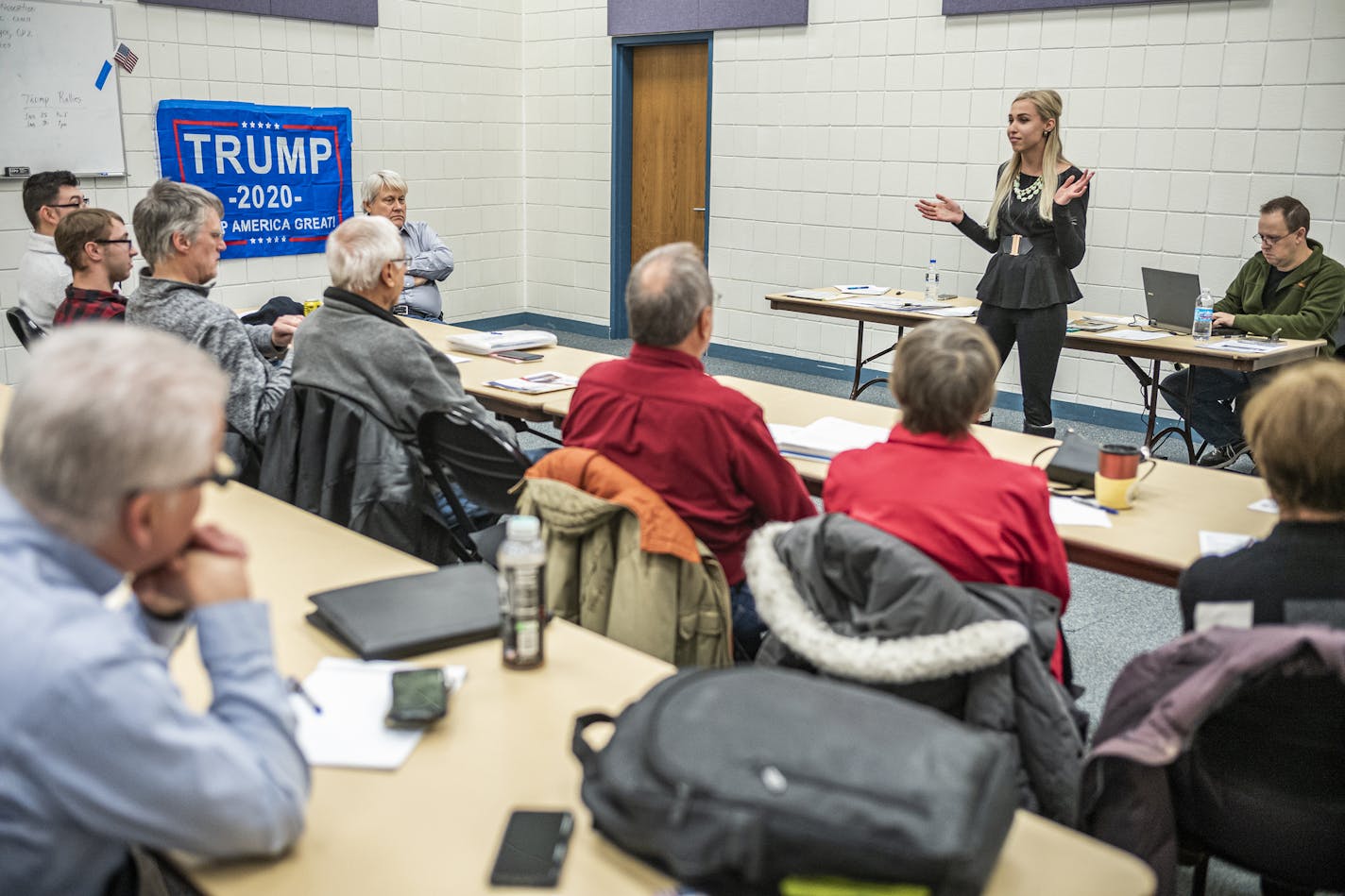 At the local Senate District 57 Republicans meeting at the Rosemount Community Center, Megan Olson, a 20-year-old Republican, wants to unseat DFL Rep. Robert Bierman in Apple Valley.] Two University of Minnesota students -- one DFL, one GOP -- are running for the Minnesota House in 2020. Megan Olson, a 20-year-old Republican, wants to unseat DFL Rep. Robert Bierman in Apple Valley. RICHARD TSONG-TAATARII ¥ richard.tsong-taatarii@startribune.com ORG XMIT: MIN2001221413044592