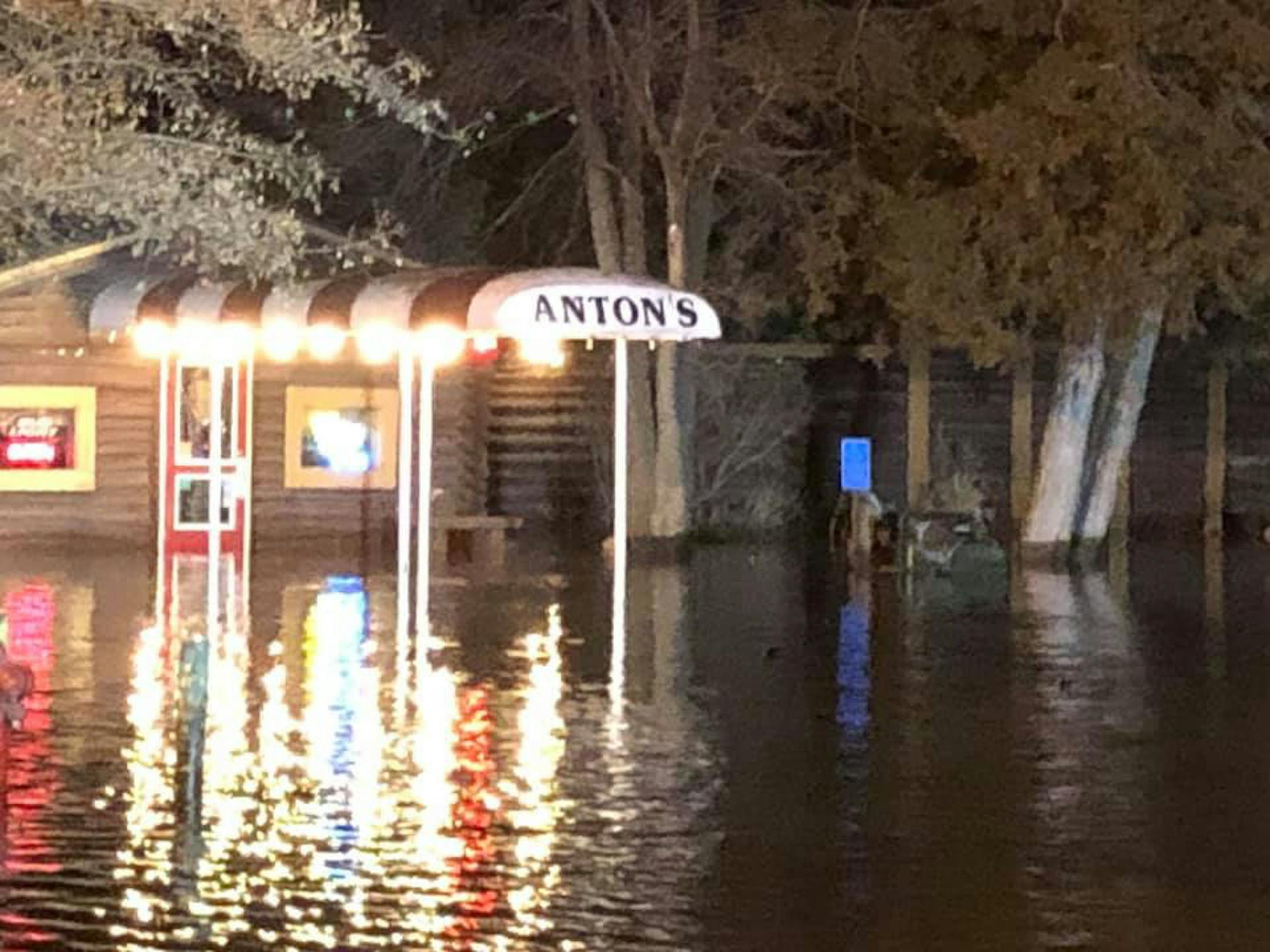 Anton's Restaurant in Waite Park, Minn., flooded very quickly Saturday evening because of an ice dam on the Sauk River. The waters began to recede within a couple of hours.