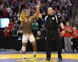 Apple Valley's Mark Hall celebrated after winning his sixth state title