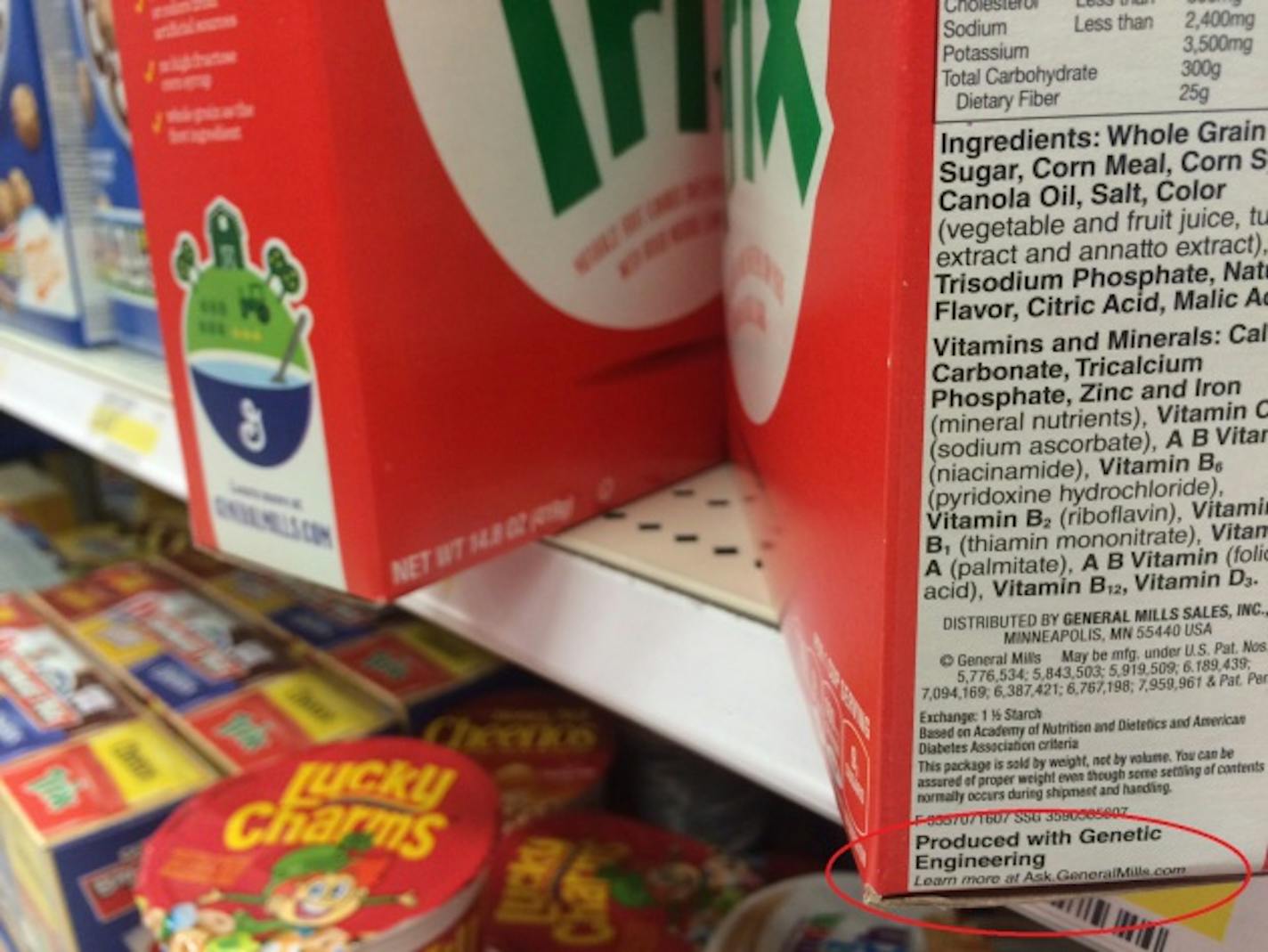 General Mills' products, including Trix, are now on store shelves with GMO labels.