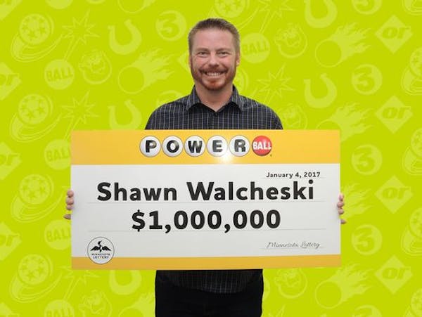 Shawn Walcheski claimed his big prize Wednesday at Minnesota Lottery headquarters in Roseville.