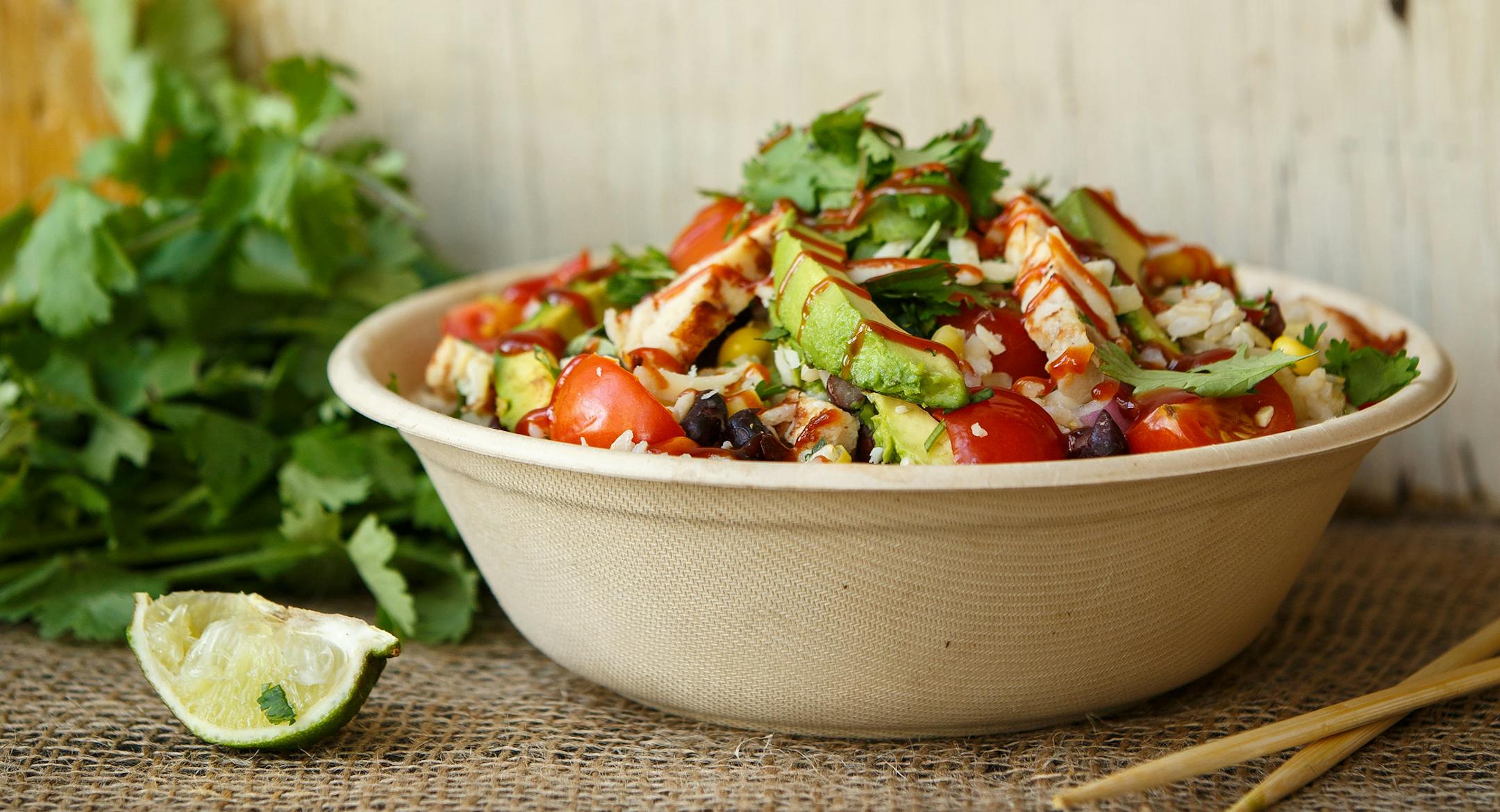 The photo is provided by Freshii. Budget ID is 685085 Pangoa bowl in photo. Caption: Freshii restaurants will discount its Mexican-inspired entrees 50 percent on Monday in response to Chipotle being closed several hours for health and safety training of its employees.