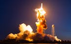 This Tuesday Oct 28, 2014 photo provided by NASA shows the Orbital Antares rocket, after it suffered a catastrophic anomaly moments after launch at NA