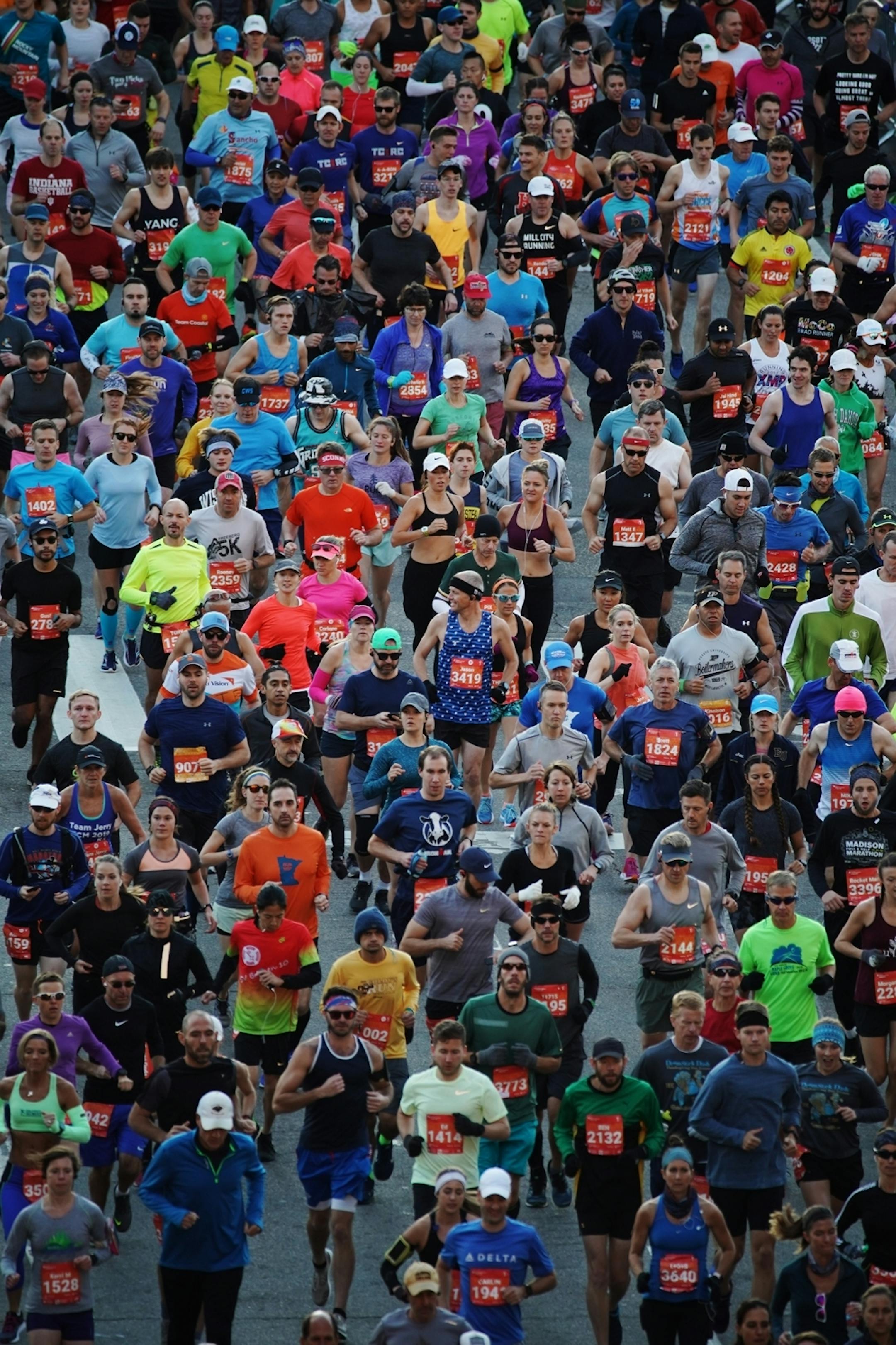 Temperatures were ideal for the start of the Twin Cities Marathon.