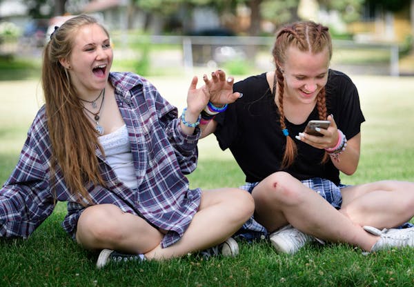 Haley Klun, 15, and her friend Chloe Bennett, 14, playfully pushed each other around after Haley Snapchatted a photo photo of Chloe&#x2019;s skateboar