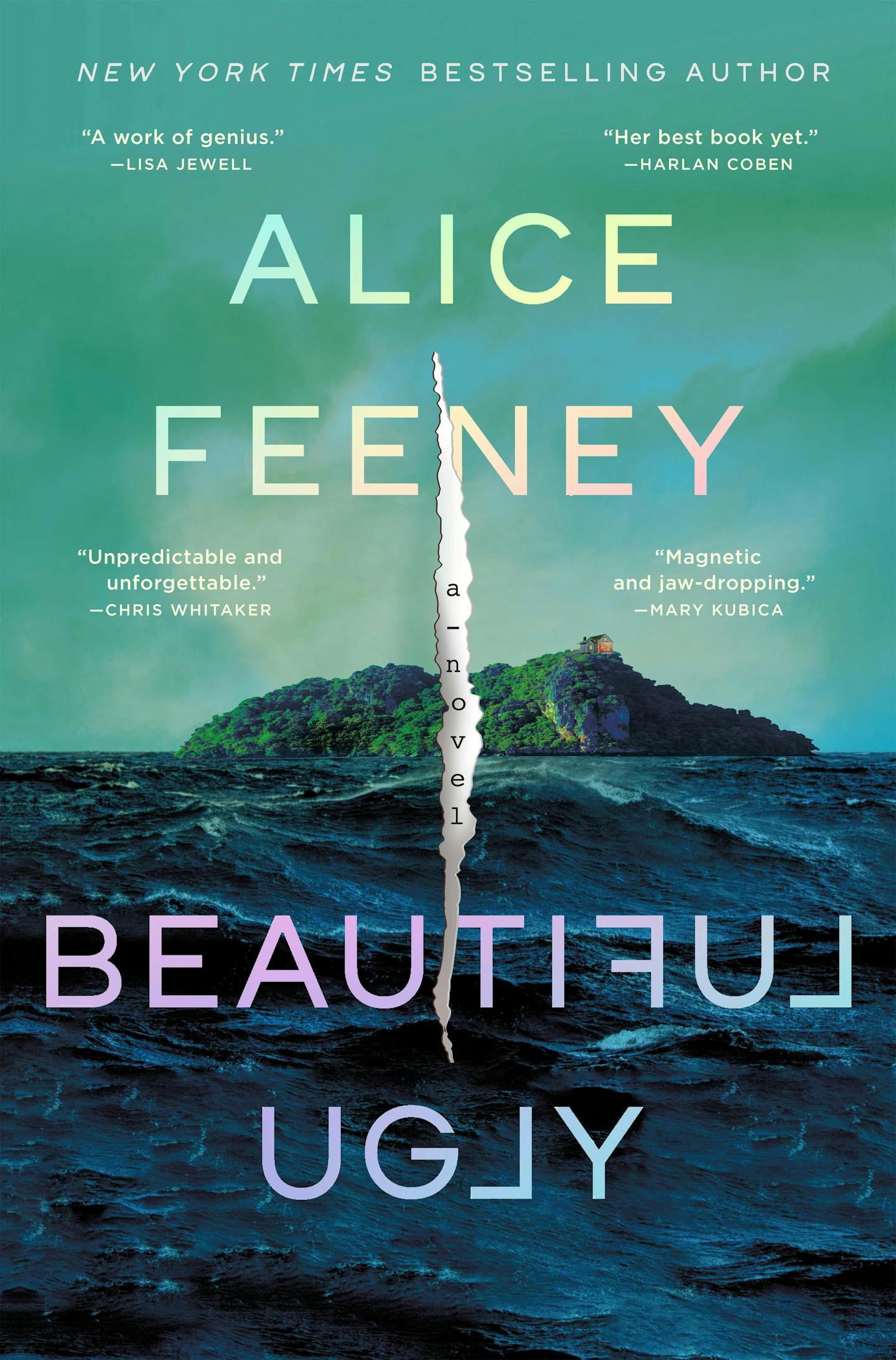 cover of Beautiful Ugly depicts an island in a stormy sea