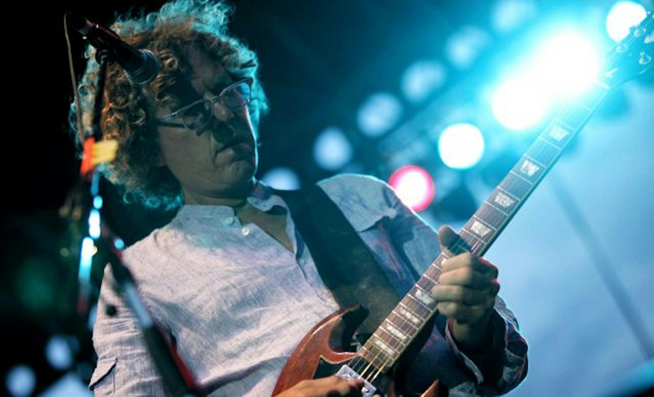 Gary Louris of the band The Jayhawks performs during the annual Basilica Block Party at the Basilica of St. Mary in Minneapolis.