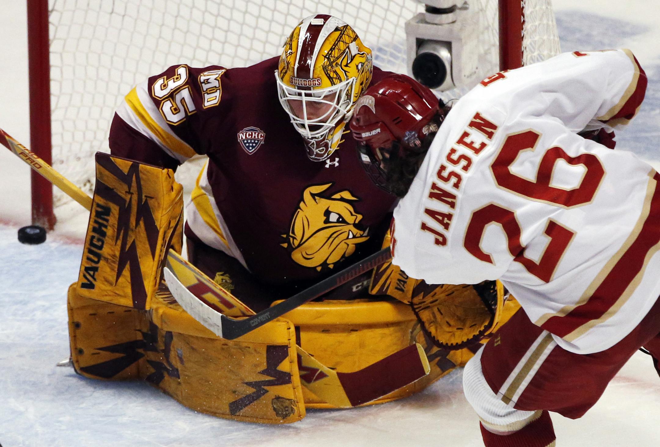 Nam Y. Huh/Associated Press
Minnesota Duluth and Denver, two NCHC teams, met for the NCAA title last year, with Denver winning.