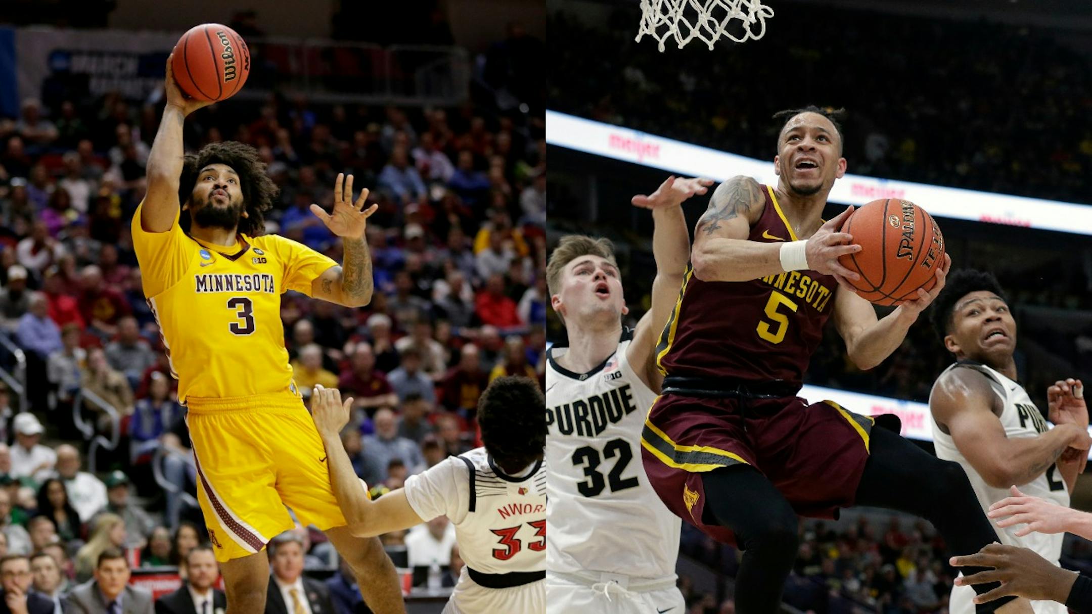 Former Gophers Jordan Murphy (left) and Amir Coffey have played well in the NBA Summer League. Murphy comes off the bench for the Timberwolves; Coffey starts for the Clippers.