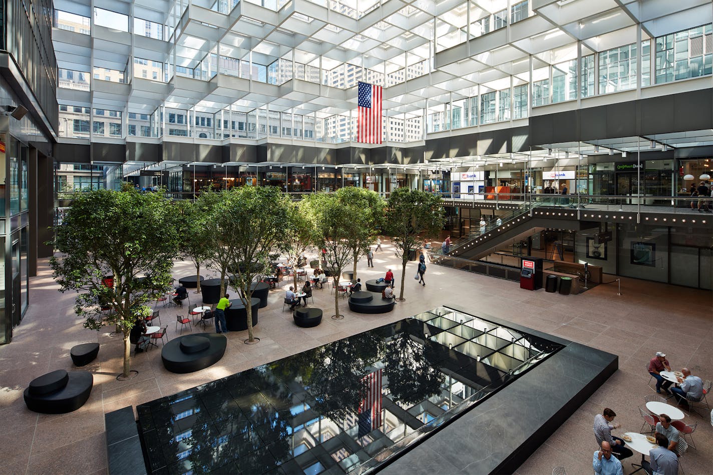 Corey Gaffer Photography // The remodeled Crystal Court in downtown Minneapolis' IDS Center.