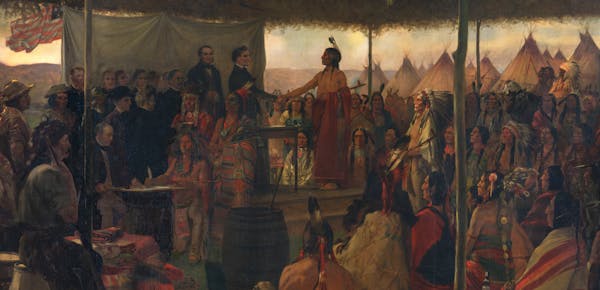 'The Signing of the Treaty of Traverse des Sioux' Painting in the Governor's Reception Room, Minnesota State Capitol Painter: Francis Davis Millet (18
