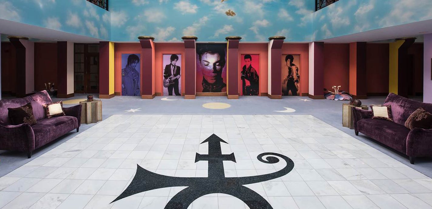 This undated photo provided by Paisley Park/NPG Records shows the atrium of Prince's Paisley Park in Chanhassen, Minn. Prince's handwritten notes are still sitting out inside the control room of Studio A where he recorded some of his greatest hits. It's filled with keyboards and guitars. Those are some of the highlights visitors will see when Prince's home and work space, Paisley Park, opens for its first public tours Thursday, Oct. 6, 2016. (Paisley Park/NPG Records via AP) ORG XMIT: MIN2016100