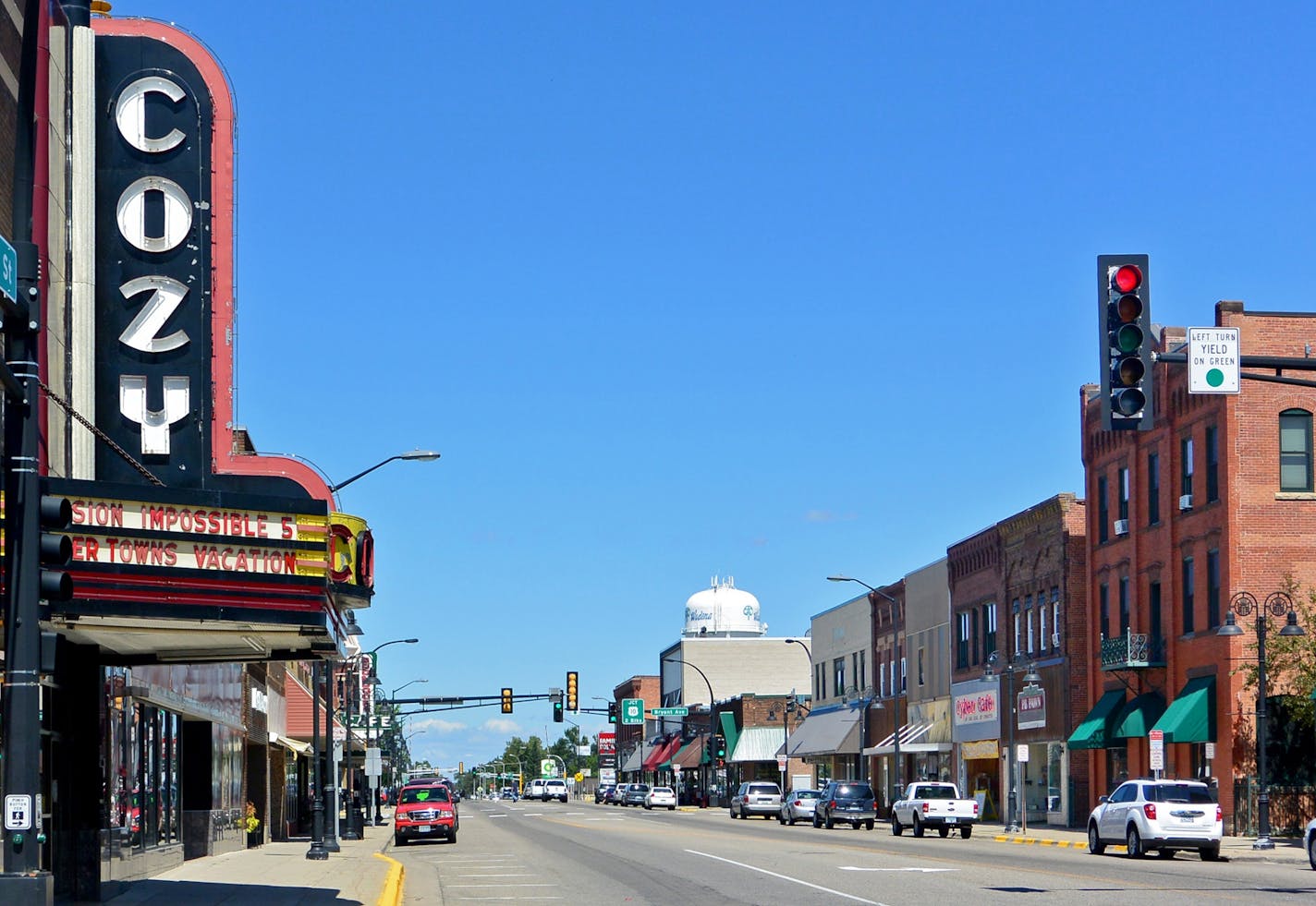 The Cozy Theater remains a major presence along Jefferson Street in Wadena.