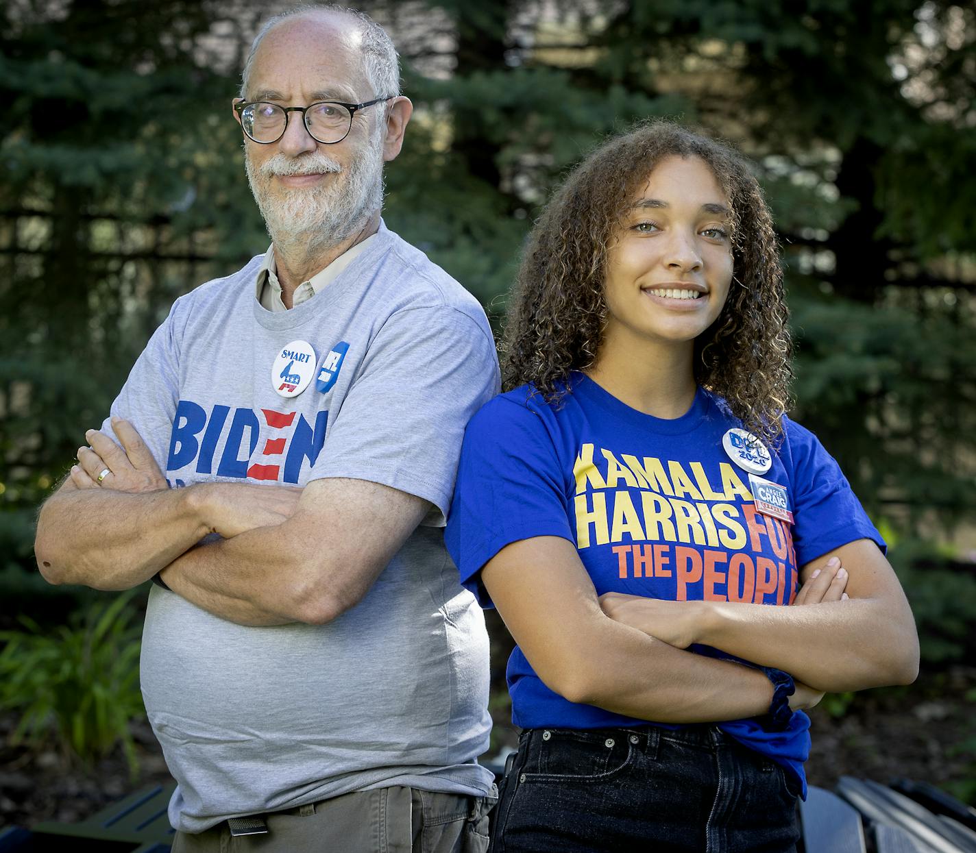 Claudia Moses, 17, and her grandfather Jude Goldstein, who are both serving as delegates at this year's virtual DNC, photographed Wednesday, August 18, 2020 in Eagan, MN. ] ELIZABETH FLORES • liz.flores@startribune.com